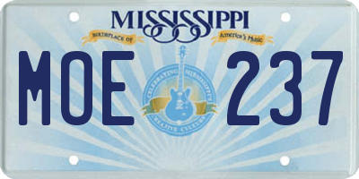 MS license plate MOE237