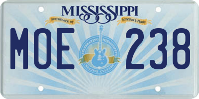 MS license plate MOE238
