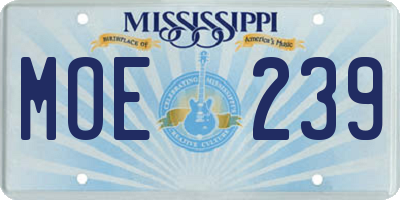 MS license plate MOE239