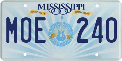 MS license plate MOE240