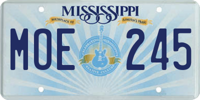 MS license plate MOE245