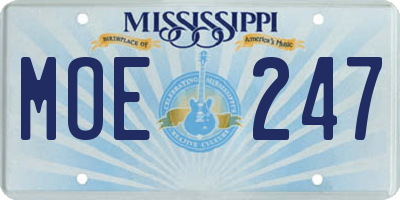 MS license plate MOE247