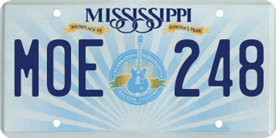 MS license plate MOE248
