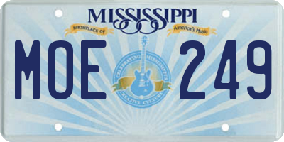 MS license plate MOE249