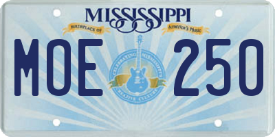 MS license plate MOE250
