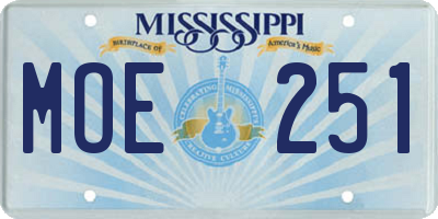 MS license plate MOE251