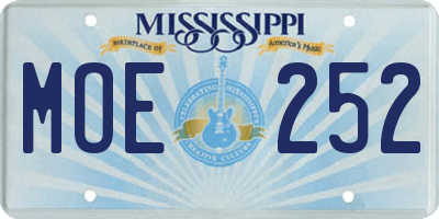 MS license plate MOE252