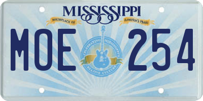 MS license plate MOE254