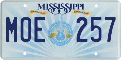 MS license plate MOE257