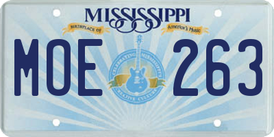 MS license plate MOE263