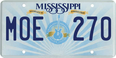 MS license plate MOE270