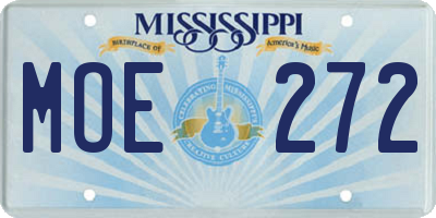 MS license plate MOE272