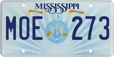 MS license plate MOE273