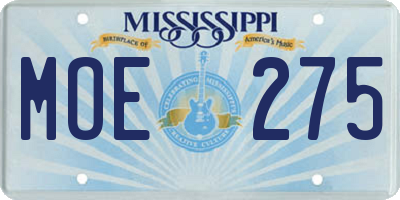MS license plate MOE275