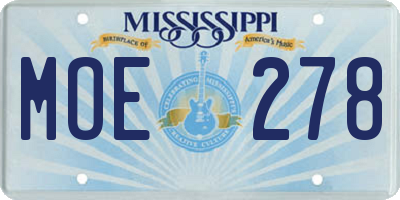 MS license plate MOE278