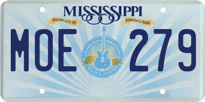 MS license plate MOE279