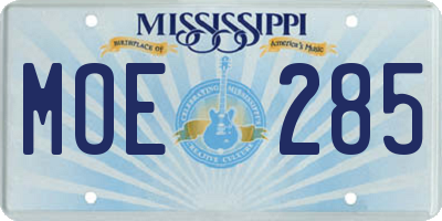 MS license plate MOE285