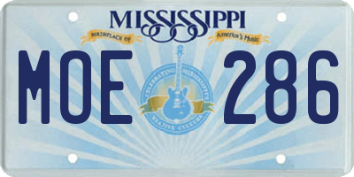 MS license plate MOE286