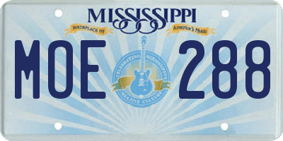 MS license plate MOE288