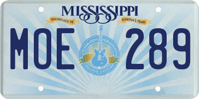 MS license plate MOE289