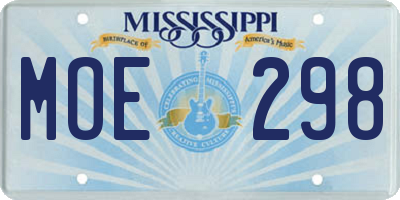 MS license plate MOE298