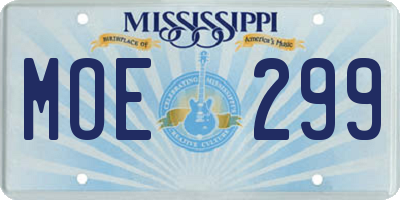 MS license plate MOE299