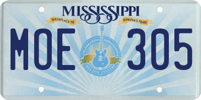 MS license plate MOE305