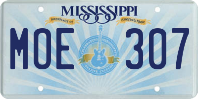 MS license plate MOE307