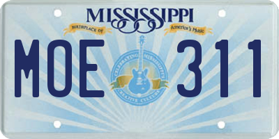 MS license plate MOE311