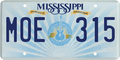 MS license plate MOE315