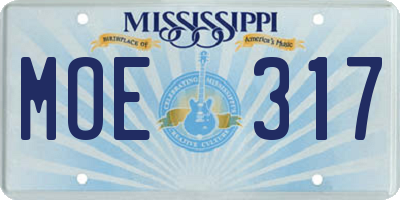 MS license plate MOE317