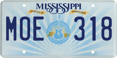MS license plate MOE318