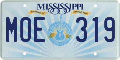 MS license plate MOE319