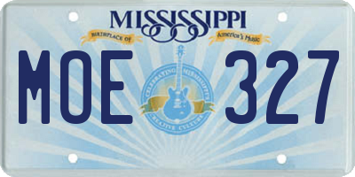 MS license plate MOE327