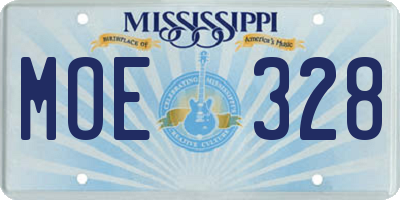 MS license plate MOE328
