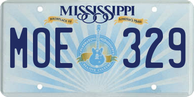 MS license plate MOE329