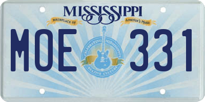 MS license plate MOE331