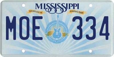 MS license plate MOE334
