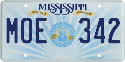 MS license plate MOE342