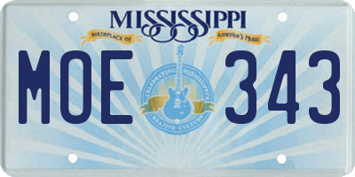 MS license plate MOE343
