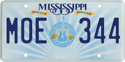MS license plate MOE344