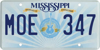 MS license plate MOE347
