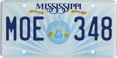 MS license plate MOE348