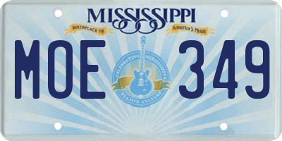 MS license plate MOE349