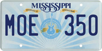 MS license plate MOE350