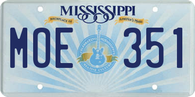 MS license plate MOE351