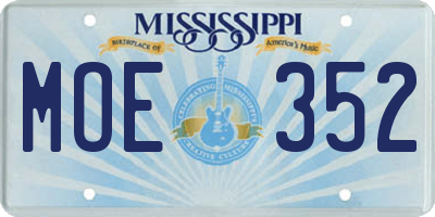 MS license plate MOE352