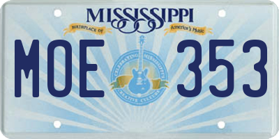 MS license plate MOE353