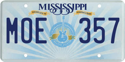 MS license plate MOE357