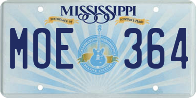 MS license plate MOE364